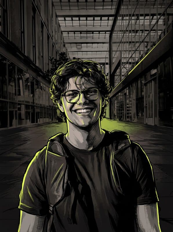 Illustrated portrait of Reane Delaunoy